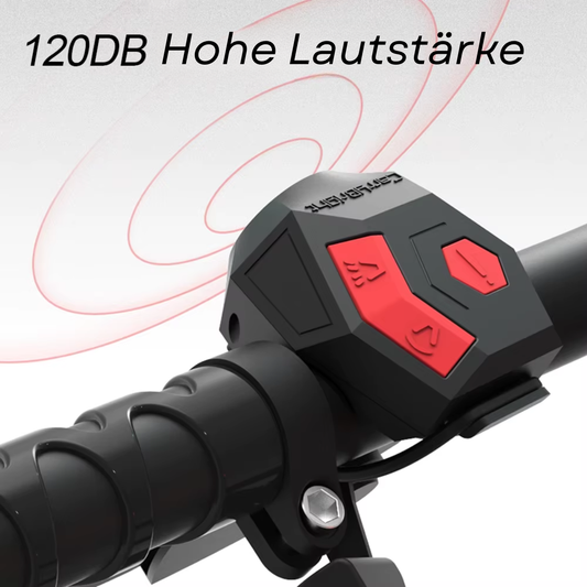 Veltrix Elektrische Fahrrad Alarmklingel mit 120 dB Lautstärke am Lenker montiert