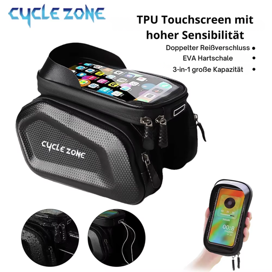 Fahrrad Oberrohrtasche mit Handyhalter für Navigation und sicheren Stauraum unterwegs