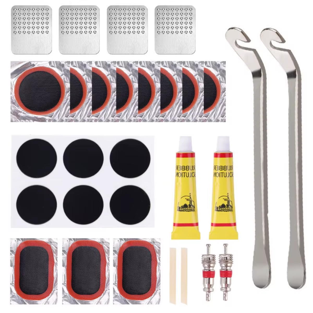 Fahrrad Reifen Reparatur Set 48 Teile für schnelle Pannenhilfe und einfache Schlauchreparatur unterwegs