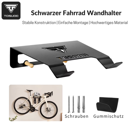 Klappbarer Fahrrad Wandhalter aus Stahl mit Gummischutz für die platzsparende Aufbewahrung von Fahrrad und Helm