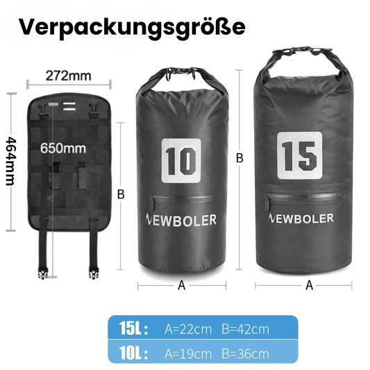 NEWBOLER Fahrrad Lenkertasche Verpackungsgrößen im Vergleich, 10L und 15L Variante