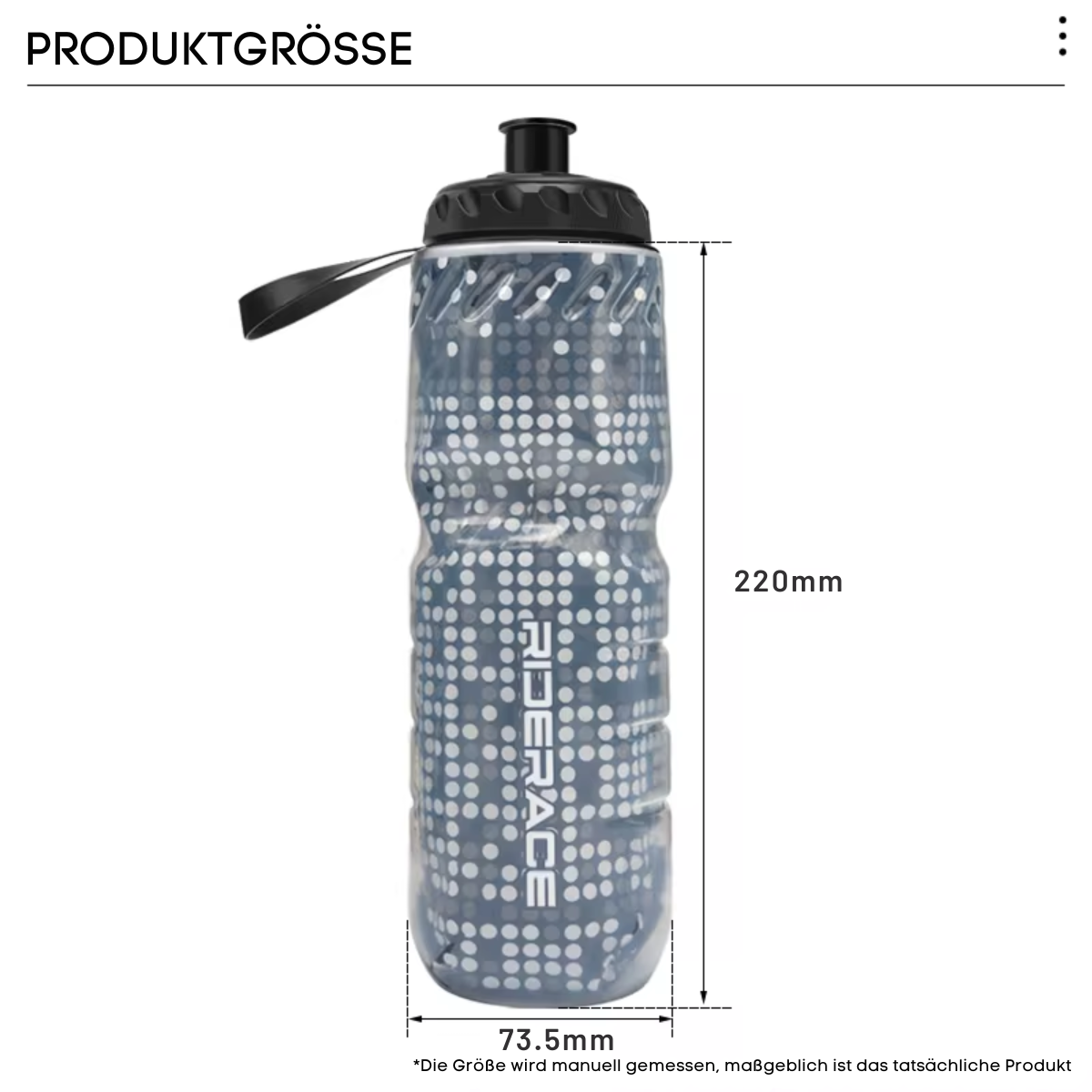RIDERACE Fahrrad Trinkflasche mit Detailansicht des Materials