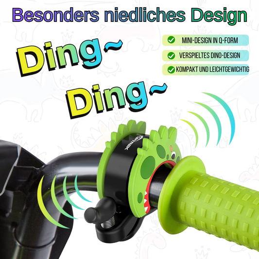 TOPTREK Dino Fahrradklingel Kids mit niedlichem grünem Dinosaurier-Design am Lenker