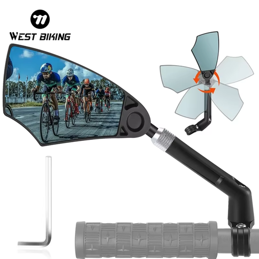 WEST BIKING Teleskop Fahrrad Rückspiegel montiert am Fahrradlenker mit Anti-Glare Linse
