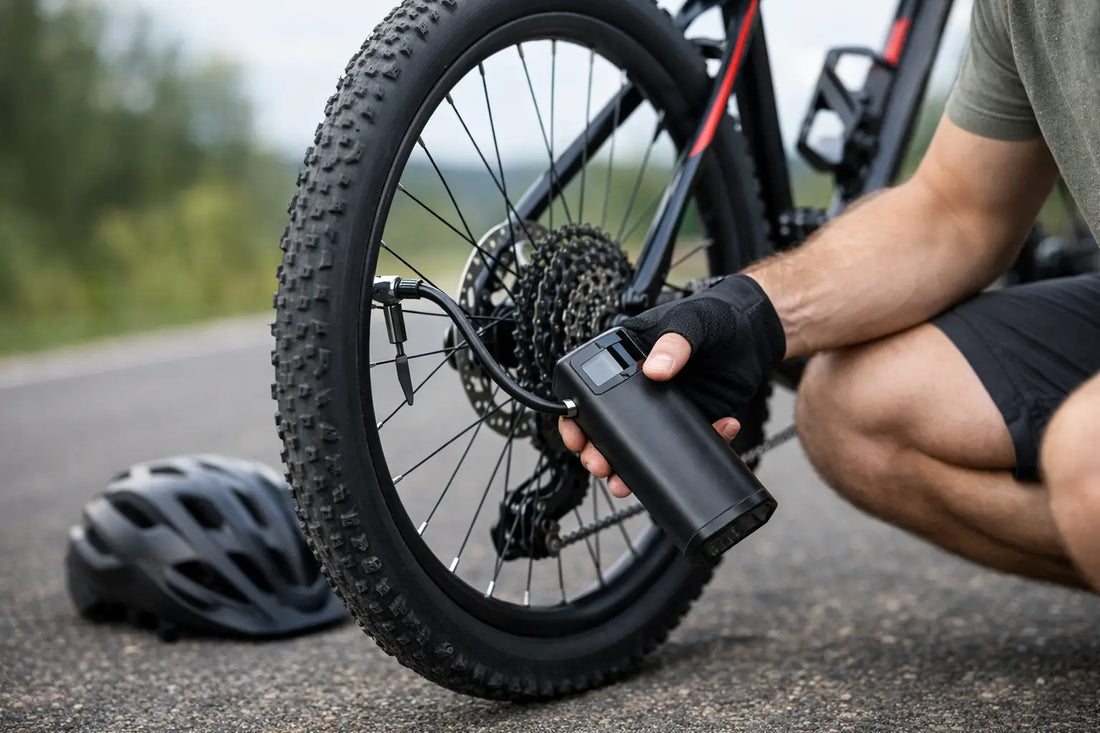 Elektrische Luftpumpe Fahrrad unterwegs nutzen