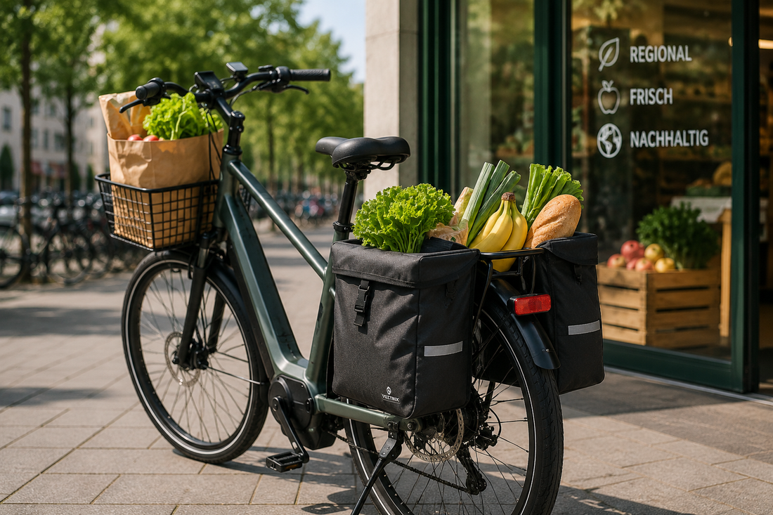 Wie transportiere ich meinen Einkauf mit dem Fahrrad?