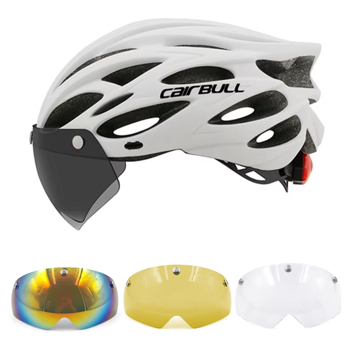 CAIRBULL Fahrradhelm in Weiß mit austauschbarem Visier-Linsenset