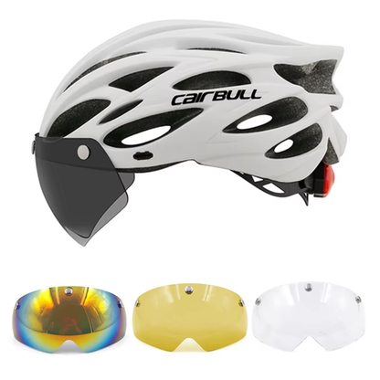 CAIRBULL Fahrradhelm in Weiß mit austauschbarem Visier-Linsenset