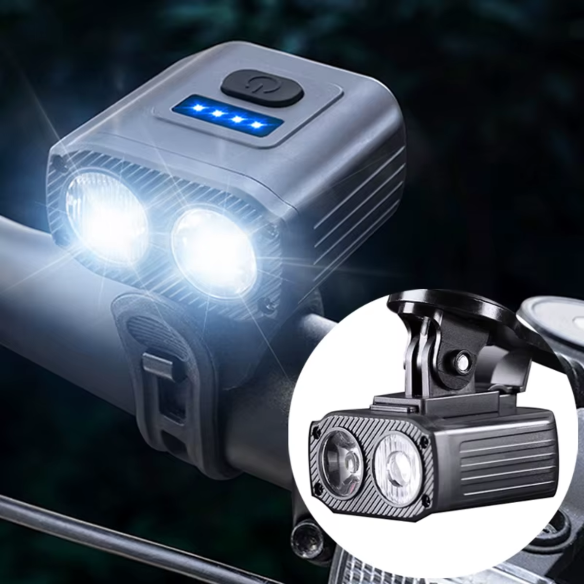 Doppeltes LED Fahrrad Frontlicht mit breitem Ausleuchtungswinkel für Nachtfahrten