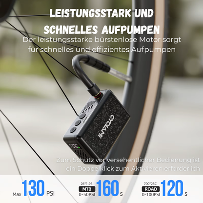 Leistungsstarker bürstenloser Motor für schnelles Aufpumpen bis 160 PSI