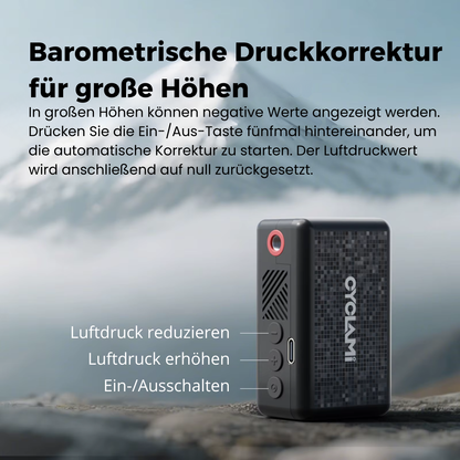 Barometrische Druckkorrektur für präzises Aufpumpen in großen Höhen