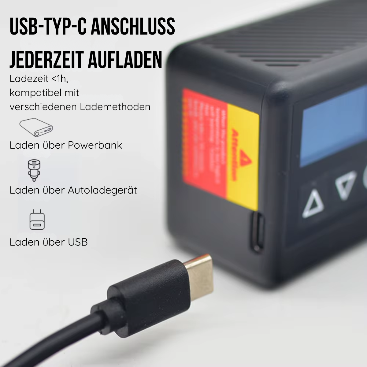 Elektrische Fahrrad Luftpumpe mit USB-Typ-C Anschluss zum Aufladen