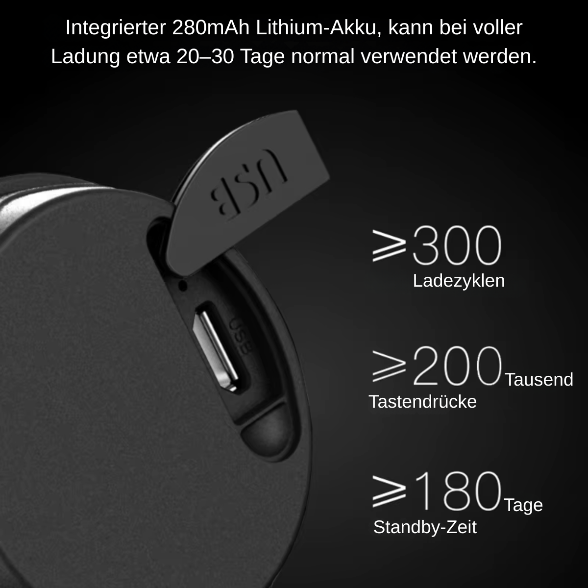 Veltrix Elektrische Fahrradklingel mit 280 mAh Lithium-Akku und über 300 Ladezyklen