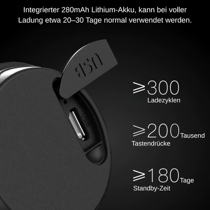 Veltrix Elektrische Fahrradklingel mit 280 mAh Lithium-Akku und über 300 Ladezyklen