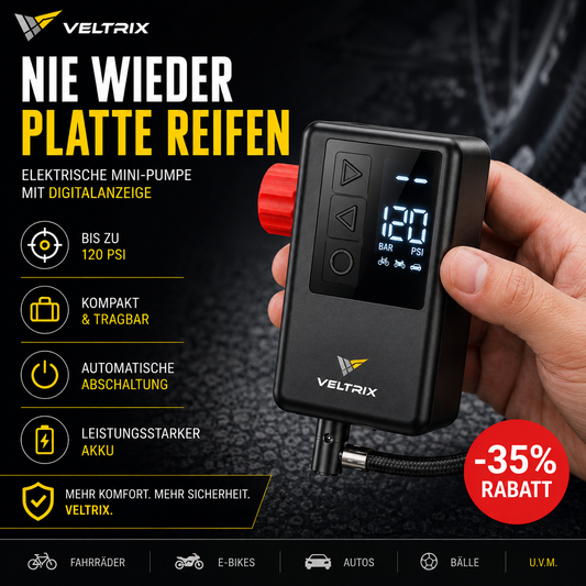 Mini elektrische Fahrradpumpe mit 120 PSI und digitalem Display tragbarer Kompressor für Fahrradreifen mit automatischer Abschaltung