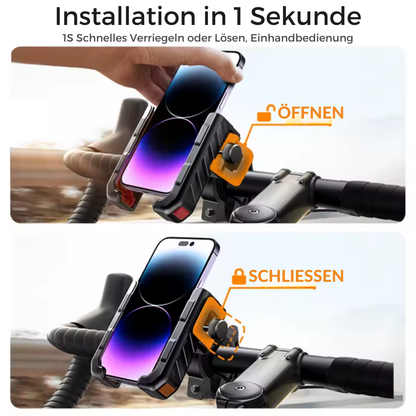 Fahrrad Handyhalterung mit werkzeugloser Montage in wenigen Sekunden