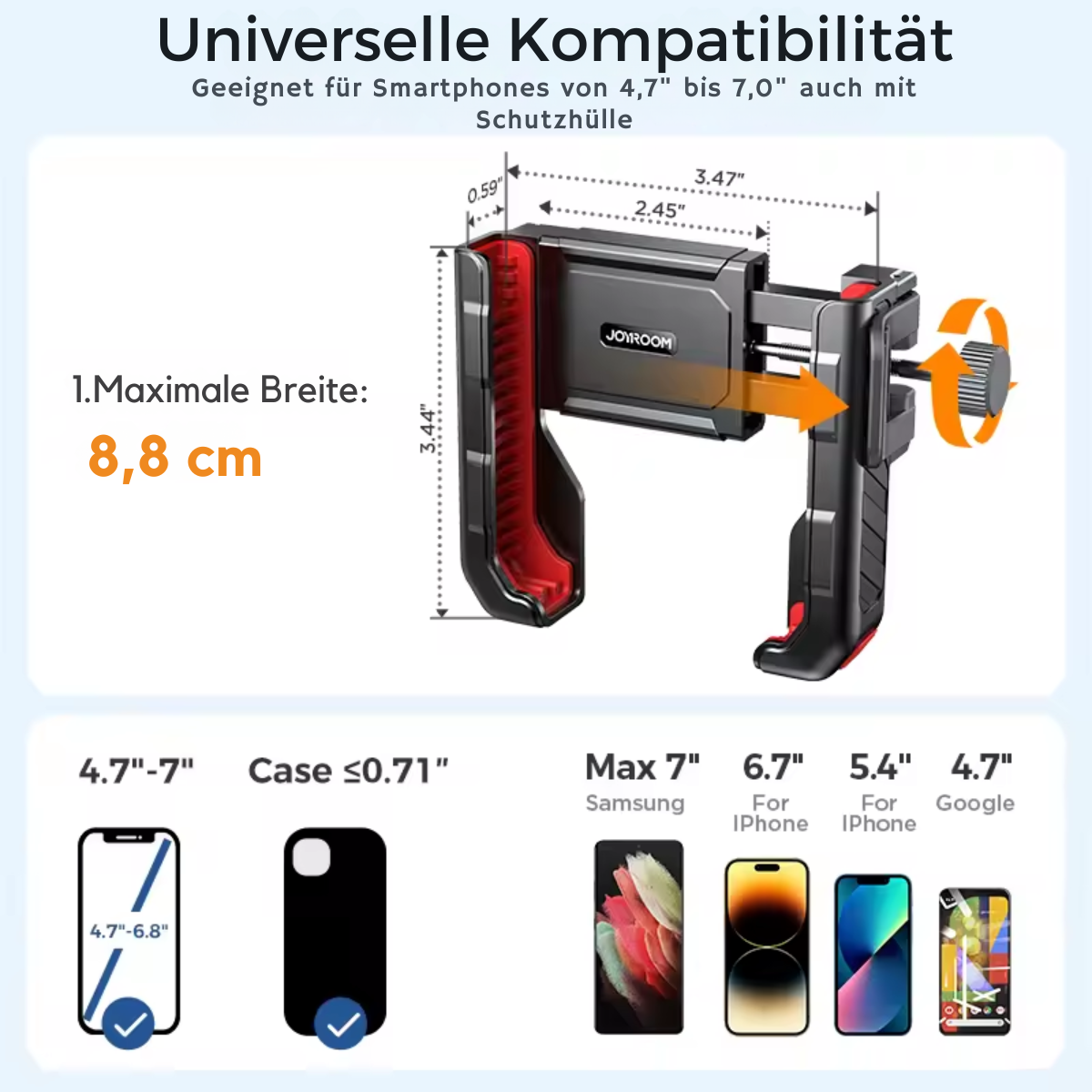 Universelle Fahrrad Handyhalterung für verschiedene Smartphone-Größen