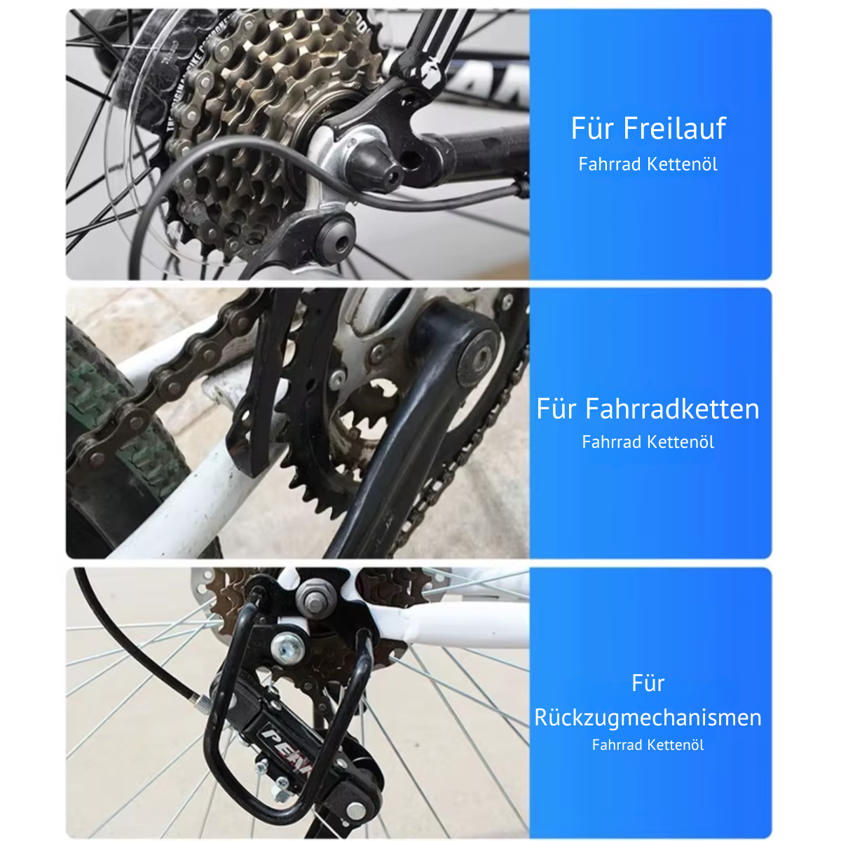 Fahrrad Kettenöl wird direkt auf die Fahrradkette aufgetragen
