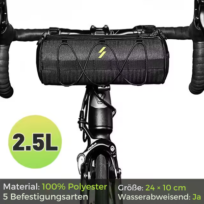 Wasserdichte Fahrrad Lenkertasche mit 2,5 Liter Stauraum am Fahrradlenker montiert