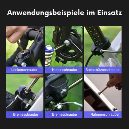 Fahrrad Multitool 11in1 mit Anwendungsbeispielen im Einsatz