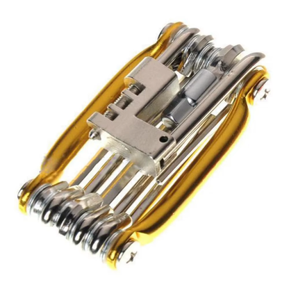 Fahrrad Multitool 11in1 in gold mit robuster Verarbeitung