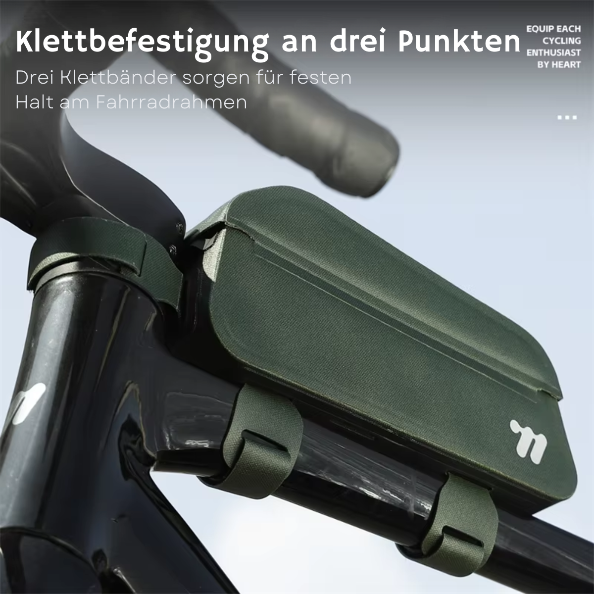 Fahrrad Oberrohrtasche mit sicherem Befestigungssystem am Fahrradrahmen