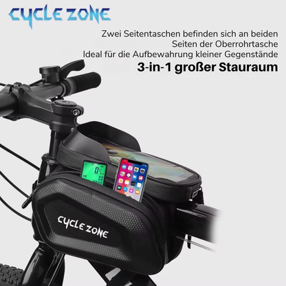 Fahrrad Oberrohrtasche mit Smartphone-Halterung für Navigation und Alltag