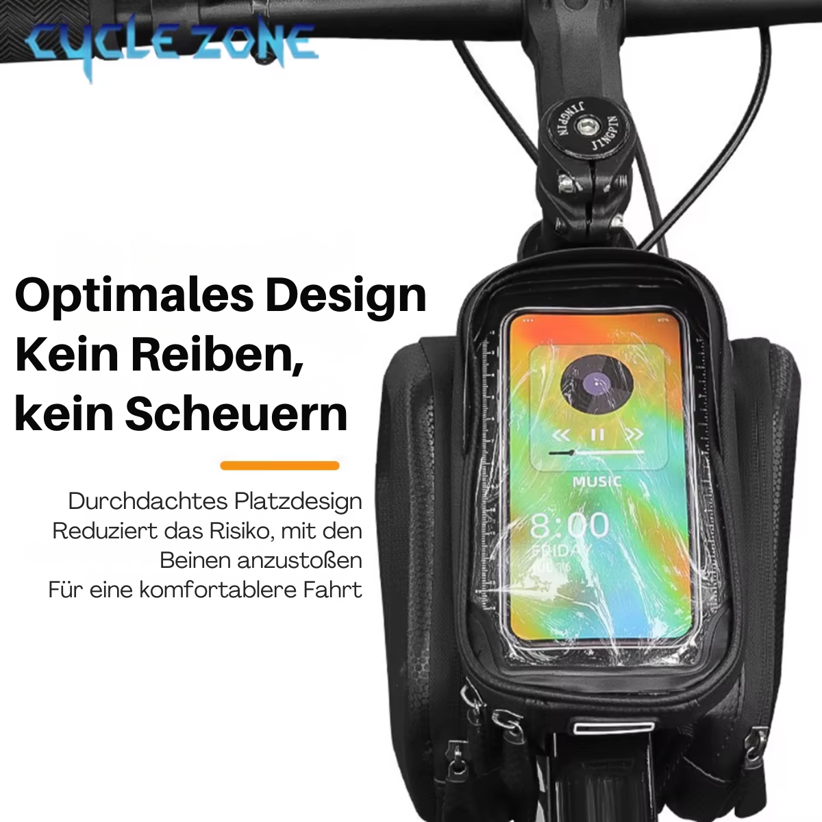 Wasserdichte Fahrrad Oberrohrtasche zum Schutz von Smartphone und Zubehör bei Regen