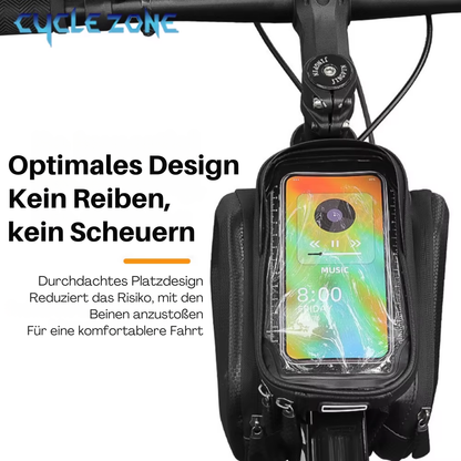 Wasserdichte Fahrrad Oberrohrtasche zum Schutz von Smartphone und Zubehör bei Regen