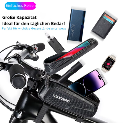 Fahrrad Oberrohrtasche mit großem Stauraum für Smartphone, Powerbank, Schlüssel und Fahrradzubehör
