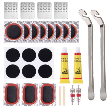 Fahrrad Reifen Reparatur Set 48 Teile für schnelle Pannenhilfe und einfache Schlauchreparatur unterwegs
