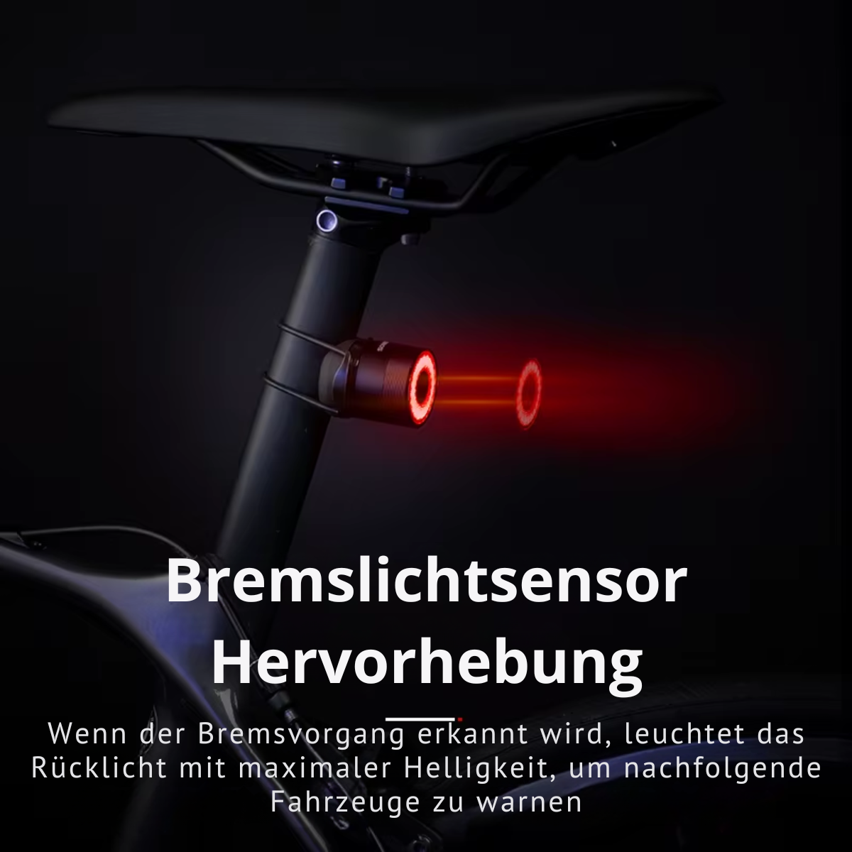 Fahrrad Rücklicht mit automatischer Bremssensor-Erkennung zur Warnung nachfolgender Verkehrsteilnehmer