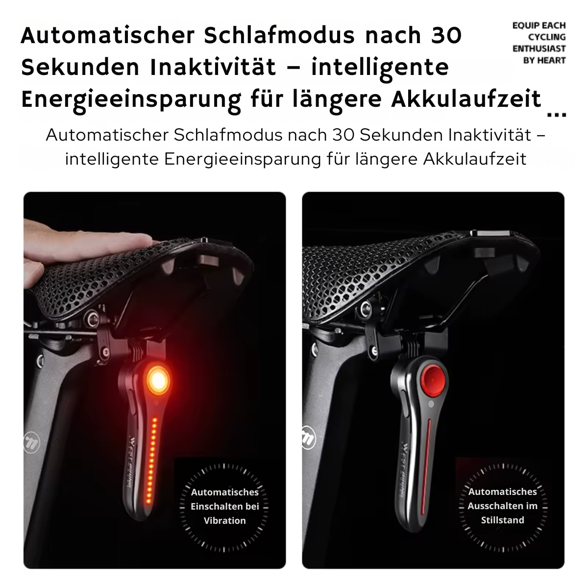 Intelligentes Fahrrad Rücklicht mit Bremssensor für bessere Sichtbarkeit beim Bremsen