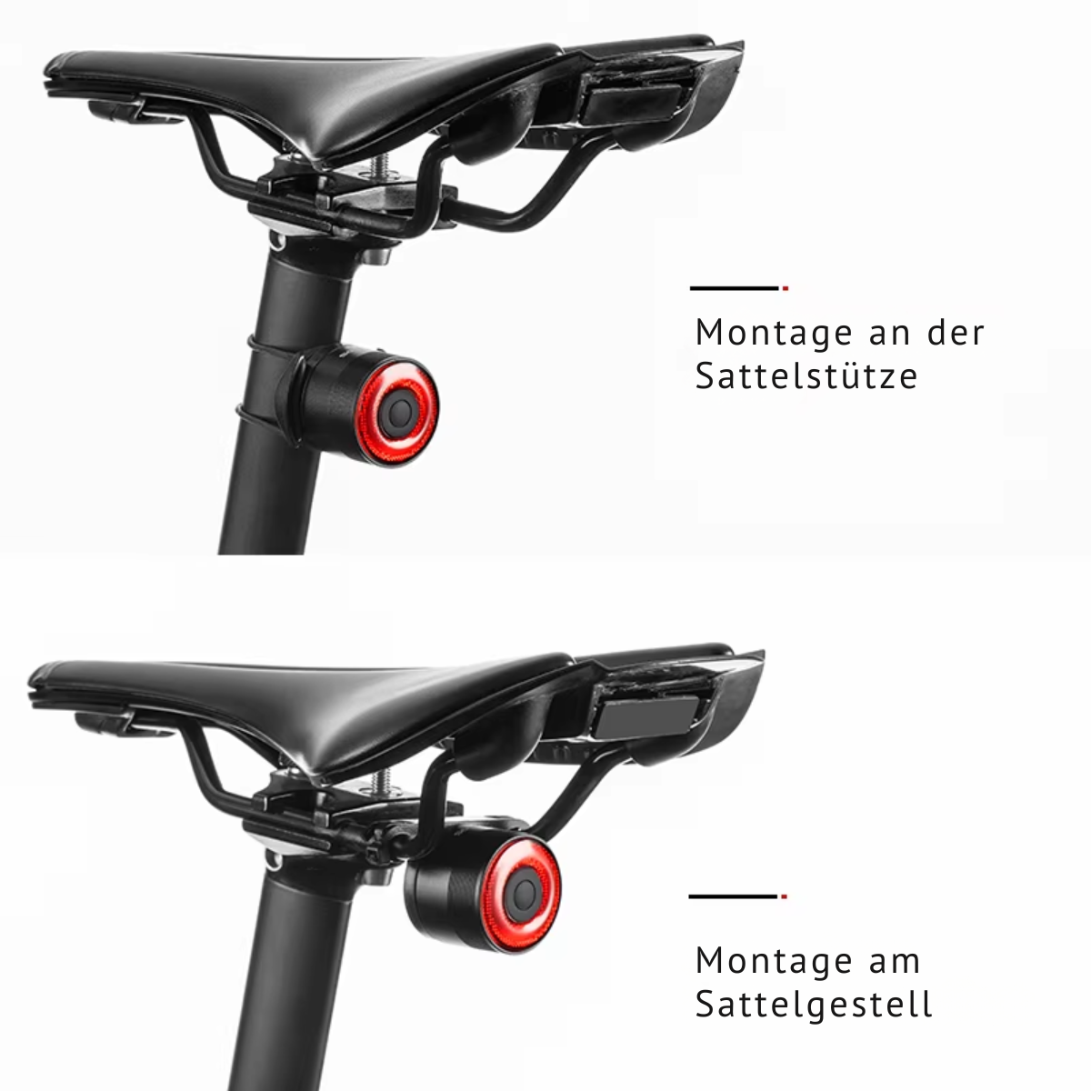 LED Fahrrad Rücklicht mit schneller Montage an der Sattelstütze