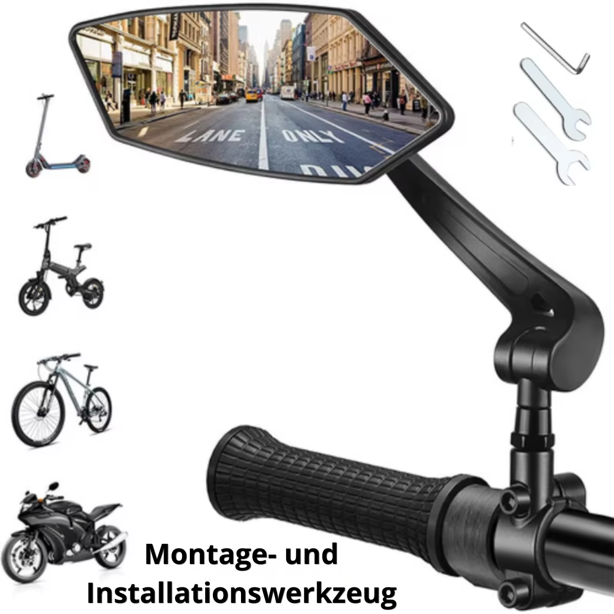 Veltrix Fahrrad Rückspiegel mit Montage- und Installationswerkzeug, Ansicht 1