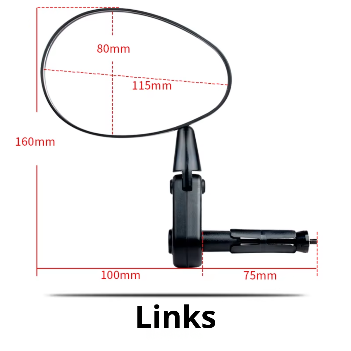 Fahrrad Rückspiegel links, Maße 160x115x80mm
