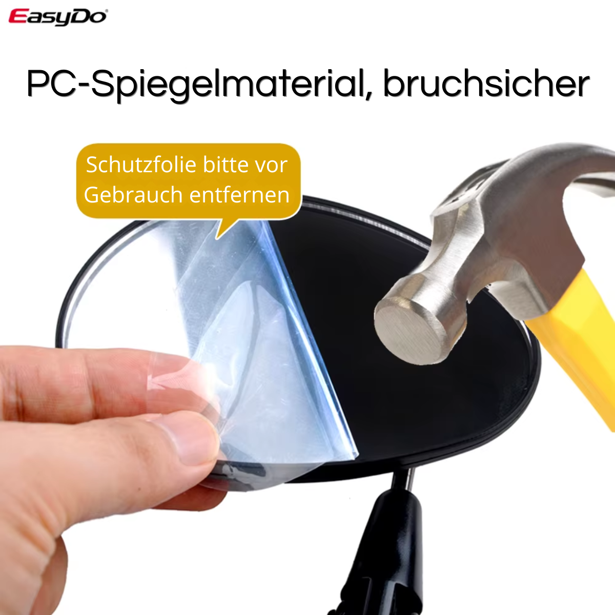  Fahrrad Rückspiegel aus bruchsicherem PC-Spiegelmaterial