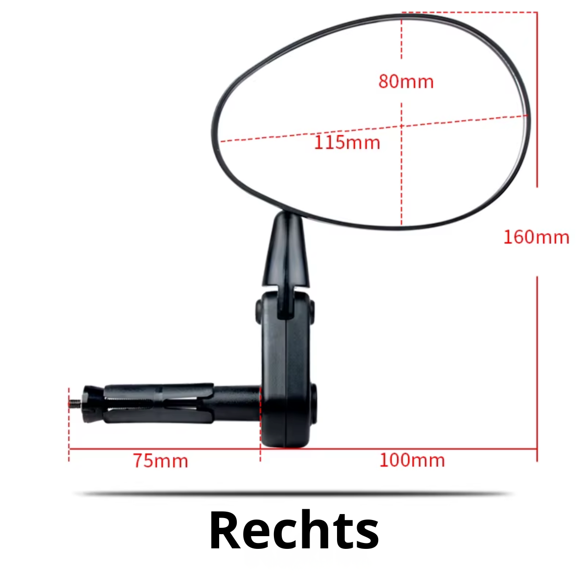 Fahrrad Rückspiegel rechts, Maße 160x115x80mm