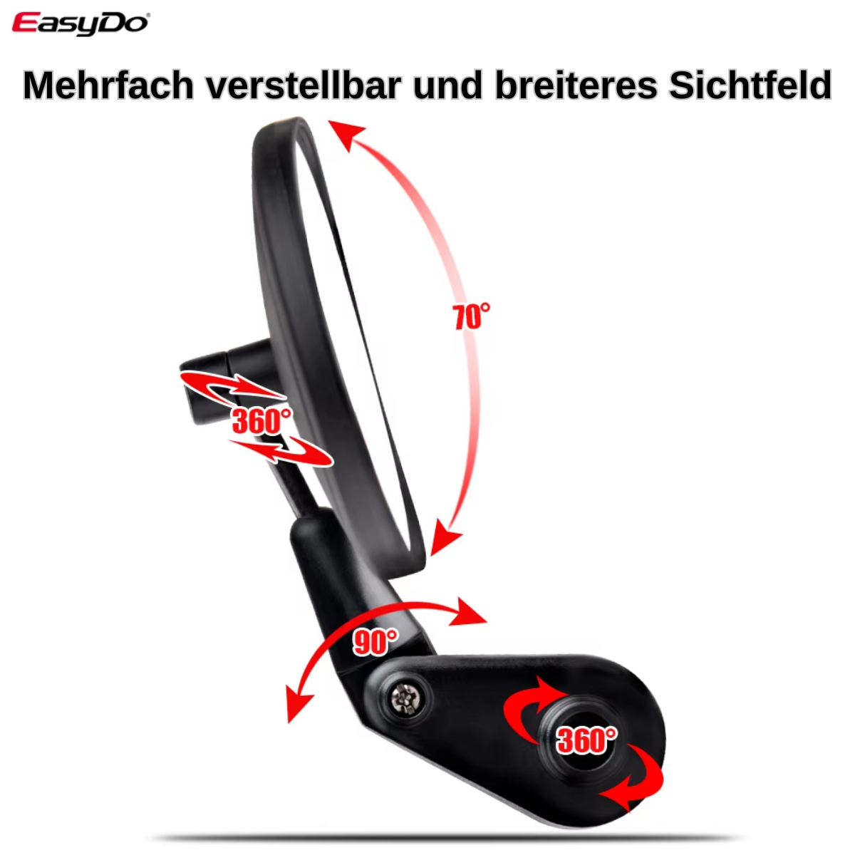 Fahrrad Rückspiegel mehrfach verstellbar mit breitem Sichtfeld