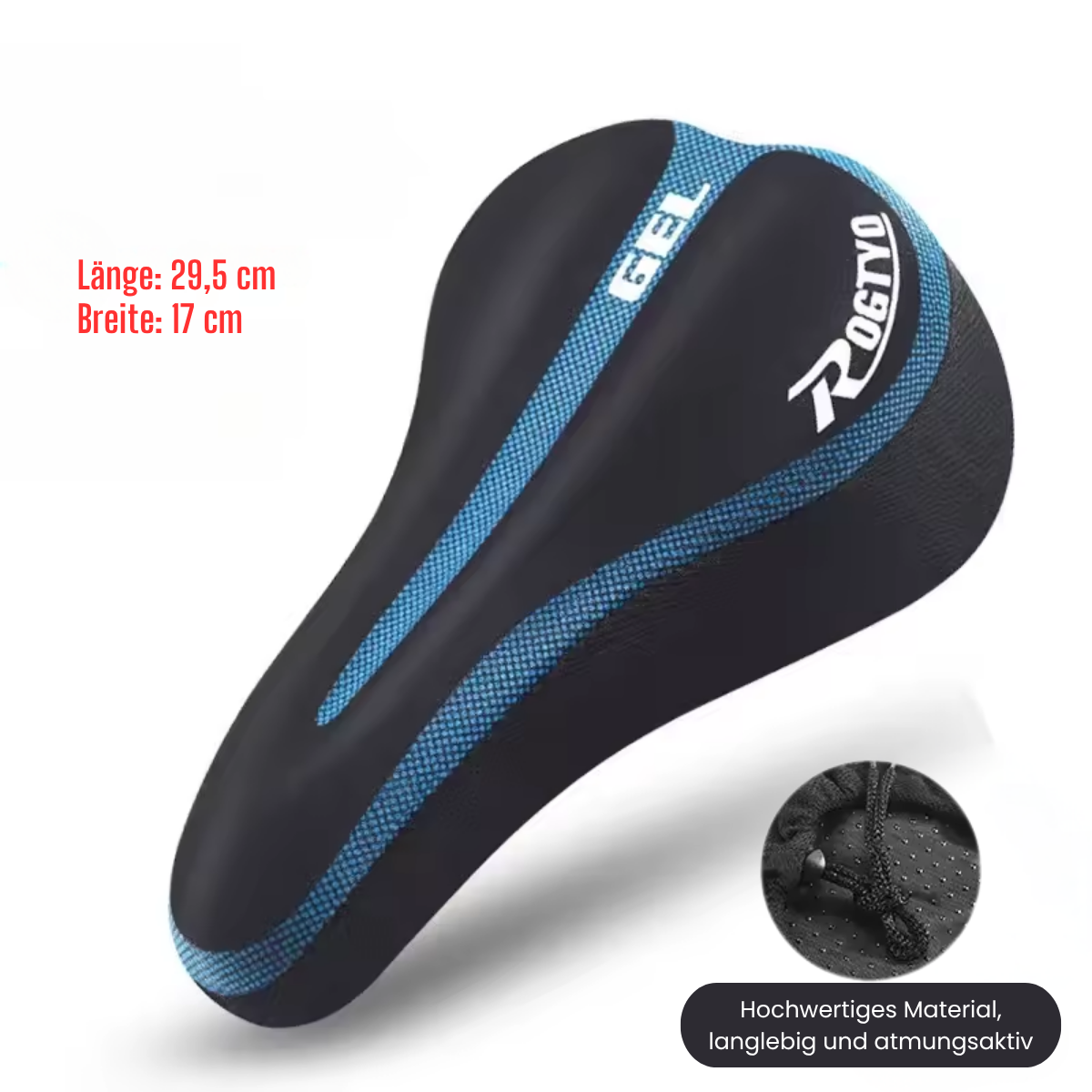 Fahrrad Sattelbezug mit Gelpolster in schwarz und blau