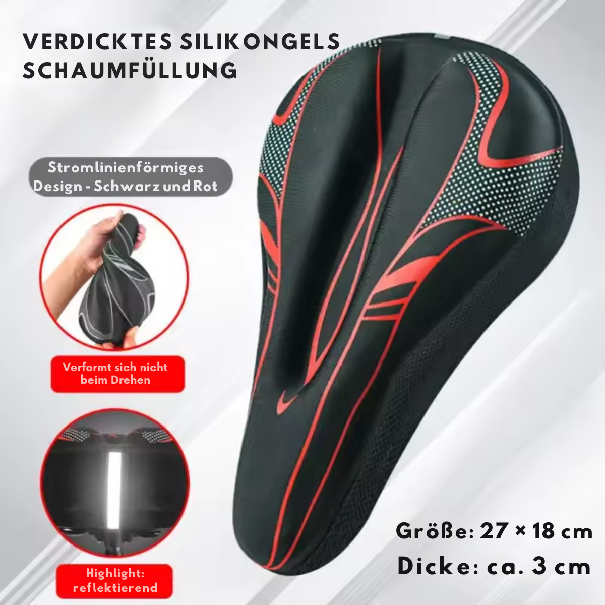 Fahrrad Sattelbezug mit Gelpolster und ergonomischem Design für hohen Sitzkomfort