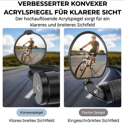 Fahrrad Rückspiegel mit hochauflösendem Konvexspiegel für ein breites und klares Sichtfeld