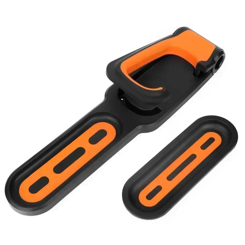 Verstellbarer Fahrrad-Wandhalter in Orange und Schwarz mit Hinterrad-Schutzplatte für saubere Wände