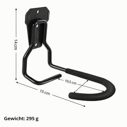 Fahrrad Wandhalterung mit Abmessungen und robuster Stahlkonstruktion für die Wandmontage