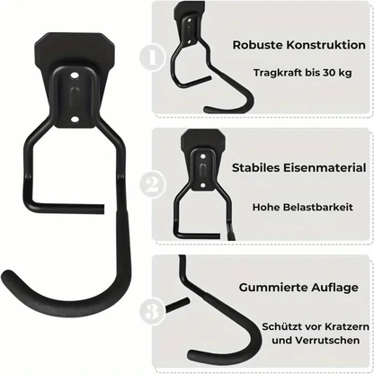 Fahrrad Wandhalterung mit robuster Stahlkonstruktion, 30 kg Tragkraft und kratzschützender Gummiauflage