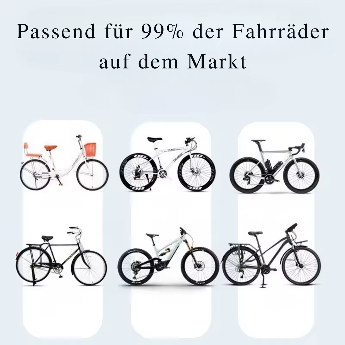 Größenübersicht der Fahrradabdeckung für verschiedene Fahrradtypen und Reifengrößen