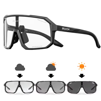 Fahrradbrille mit Übersicht der grauen Glastönungen