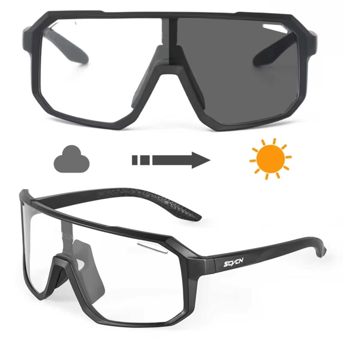 Fahrradbrille mit UV400 Schutz und Hinweis auf Sonneneinstrahlung