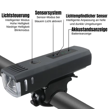 Lichtsteuerung und Sensorsystem der Veltrix Fahrradlampe mit Akkustandsanzeige