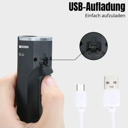 Einfache USB-Aufladung der Veltrix Fahrradlampe mit Kabel und Adapter